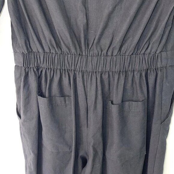 En Saison Jumpsuit Womens Size Small S Poplin Ruffled Zipper Drawstring Black - Picture 10 of 12
